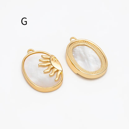 4pcs CZ Pave Gold/ Silver Sun Charms, 18K Gold/ Rhodium plated Brass, Sun Pendants (GB-2259)