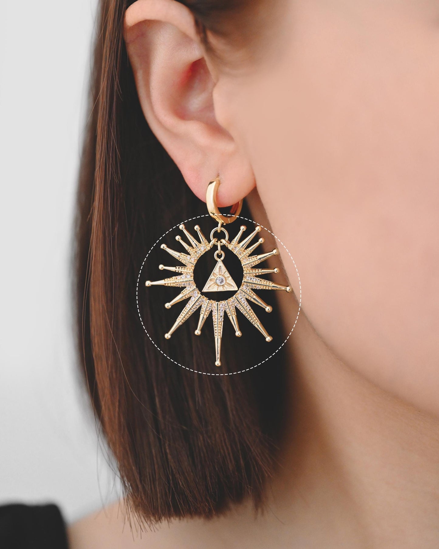 4pcs CZ Pave Gold/ Silver Sun Charms, 18K Gold/ Rhodium plated Brass, Sun Pendants (GB-2259)