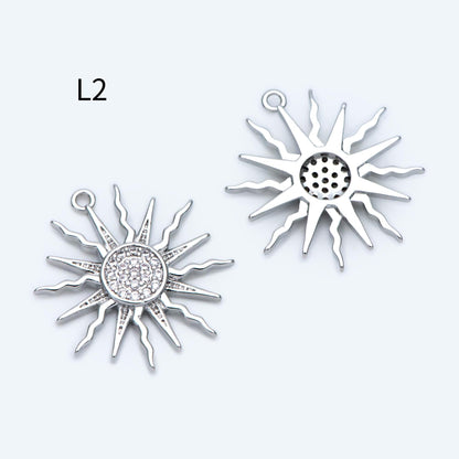 4pcs Gold Sun Charms , 18K Gold plated Brass, Sun Pendants Wholesale (GB-1311)