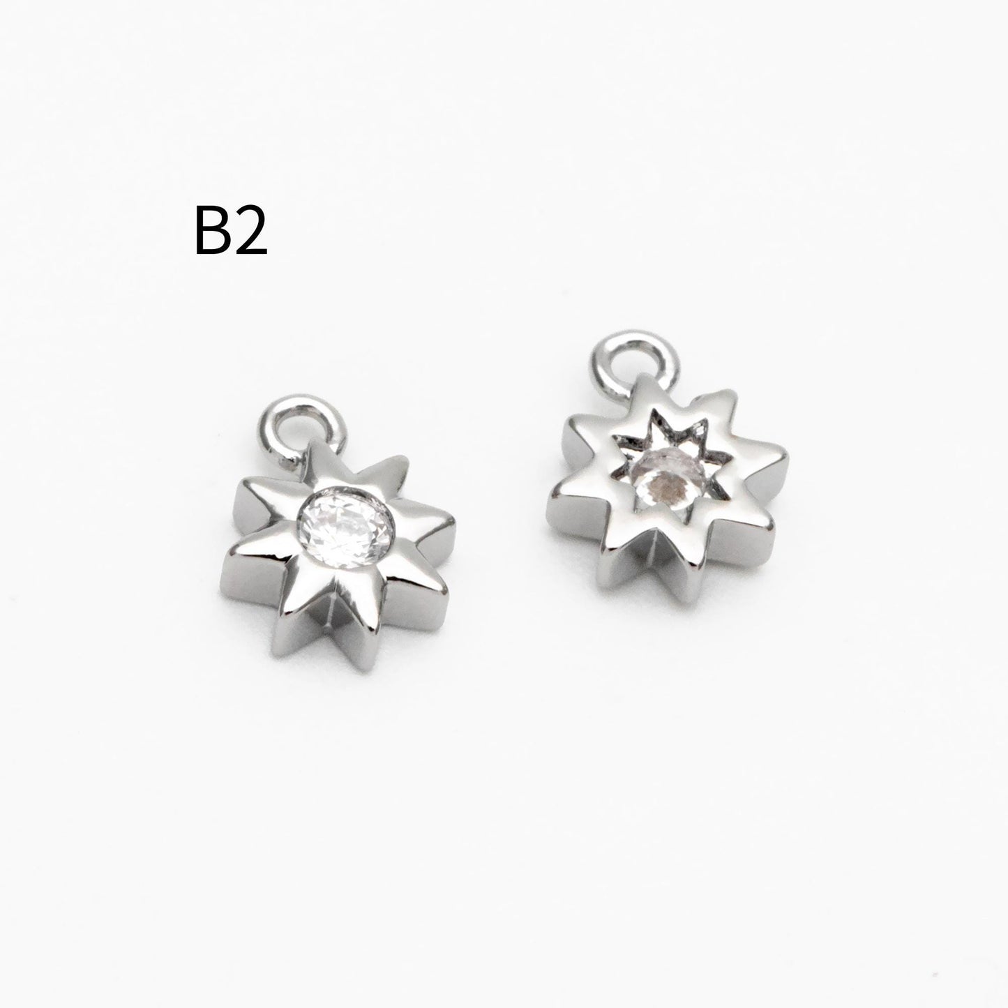 10pcs CZ Pave Gold/ Silver Sun Charm , 18K Gold/ Rhodium plated Brass, Sun Pendants (GB-1658)