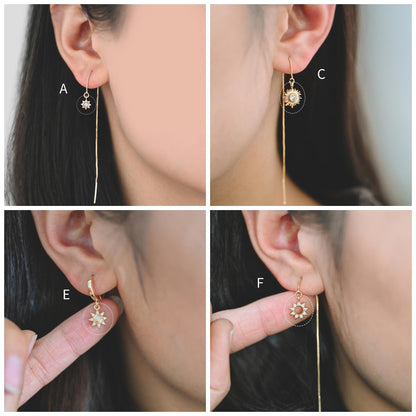 10pcs CZ Pave Gold/ Silver Sun Charm , 18K Gold/ Rhodium plated Brass, Sun Pendants (GB-1658)