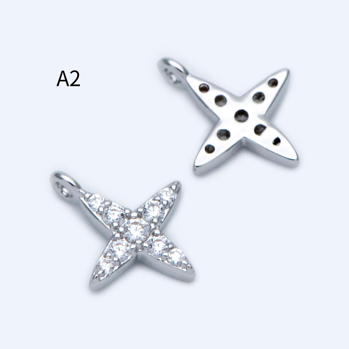 10pcs Gold/ Silver Tone North Star Charm, 18K Gold/ Rhodium plated Brass Mini Star Pendants (GB-924)