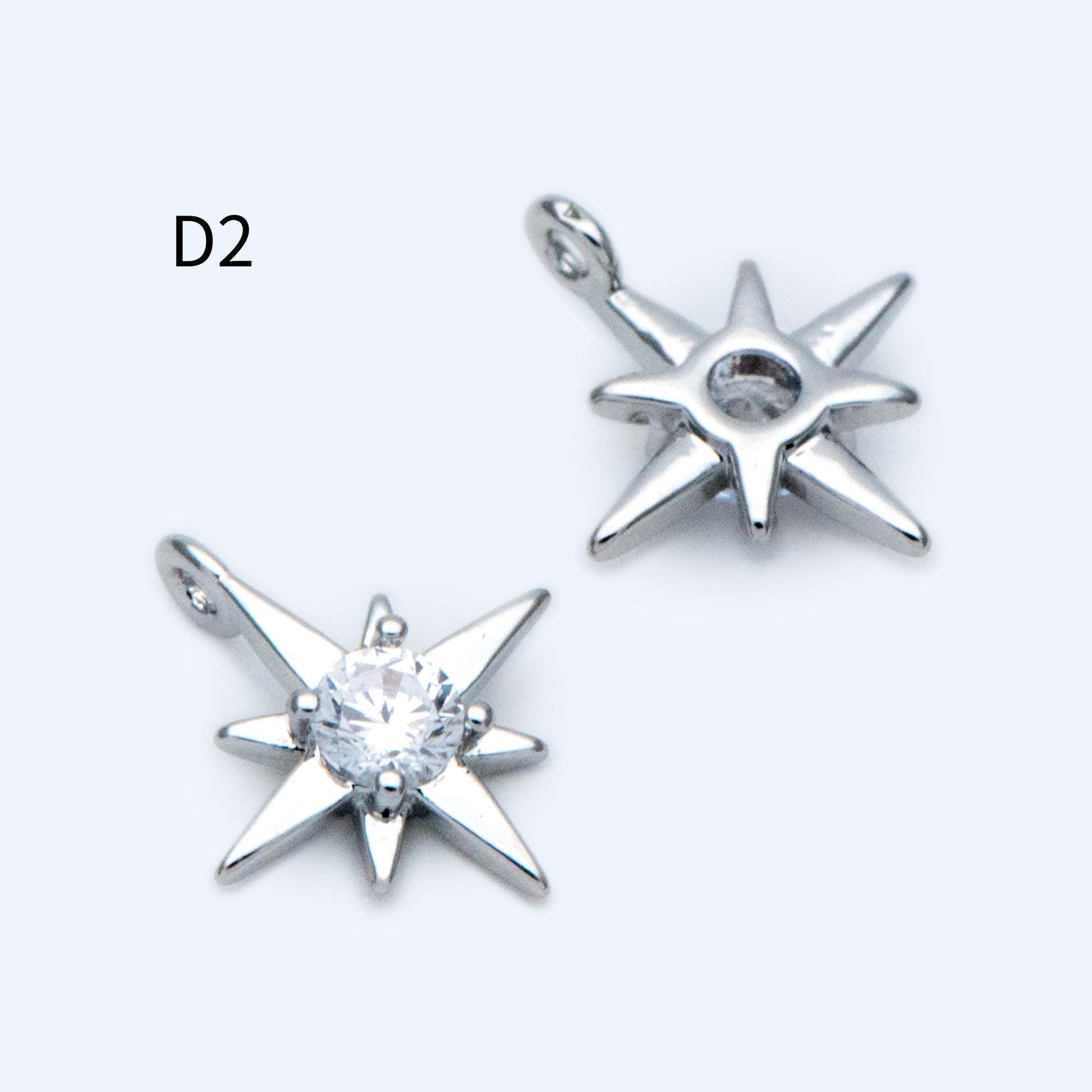10pcs Gold/ Silver Tone North Star Charm, 18K Gold/ Rhodium plated Brass Mini Star Pendants (GB-924)