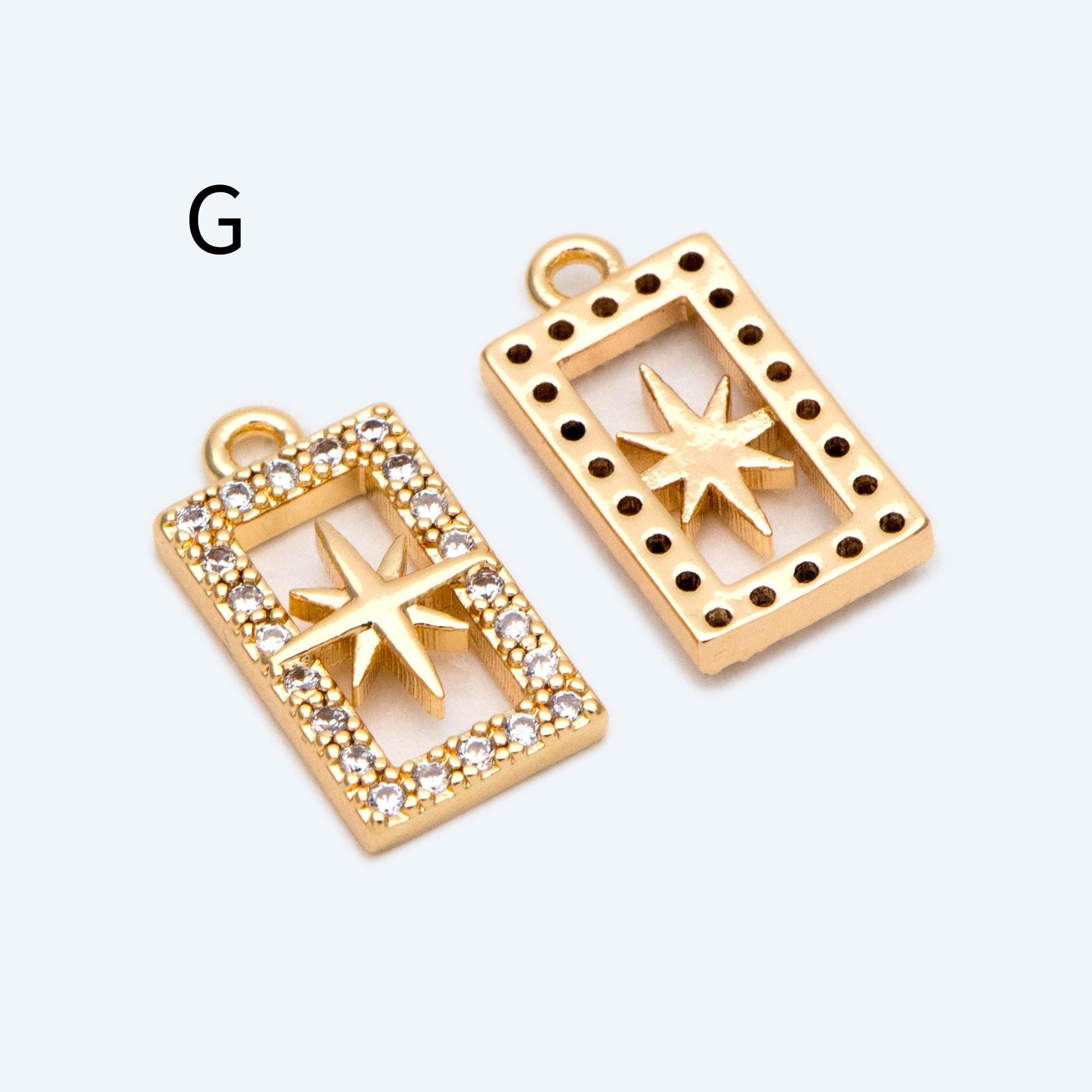 10pcs Gold/ Silver Tone North Star Charm, 18K Gold/ Rhodium plated Brass Mini Star Pendants (GB-924)