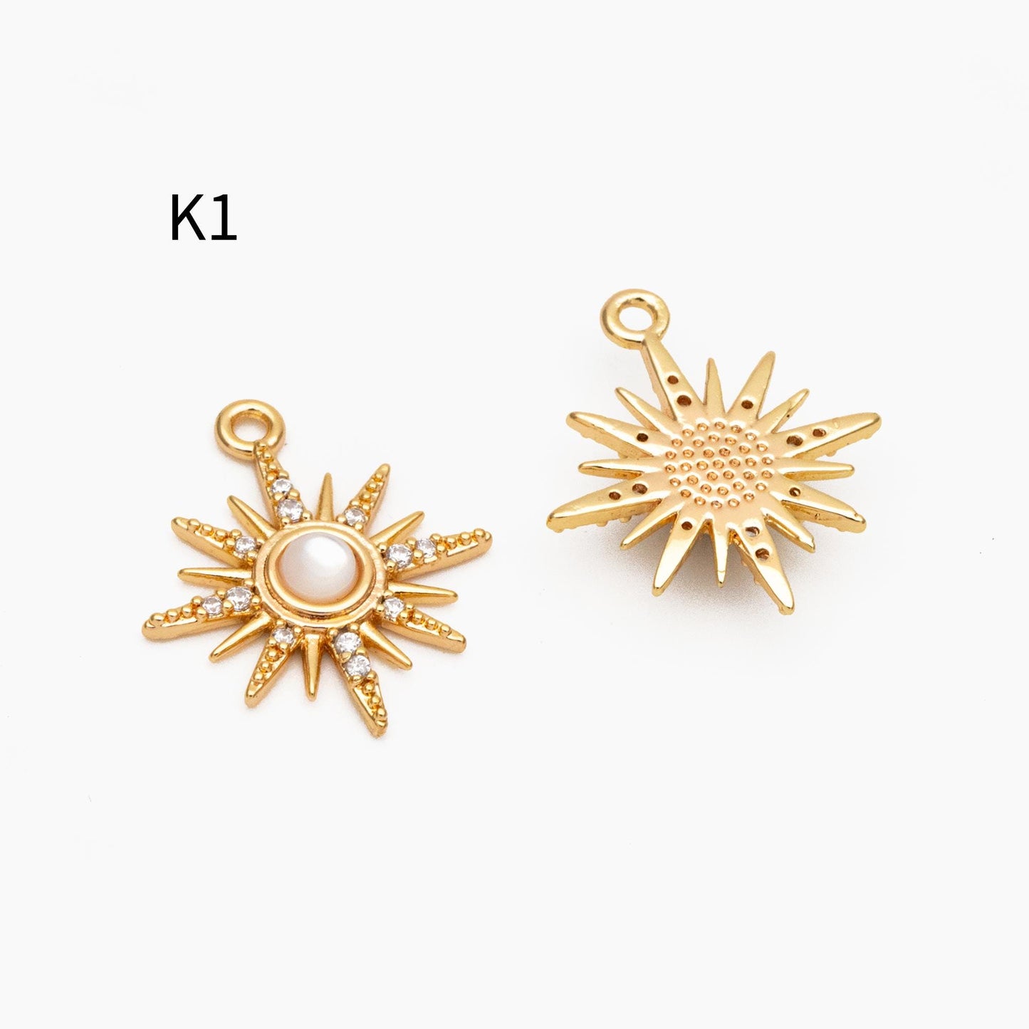 10pcs Gold/ Silver Tone North Star Charm, 18K Gold/ Rhodium plated Brass Mini Star Pendants (GB-924)