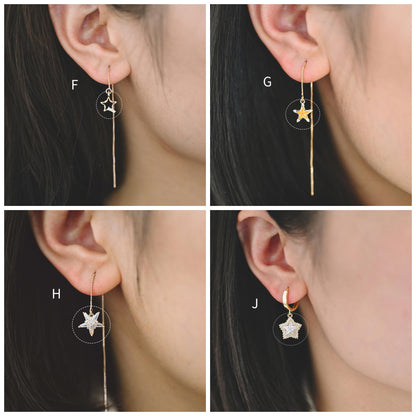 10pcs Gold/ Silver Tone Zircon Star Charms , Real Gold/ Rhodium plated Brass, Lead Nickel Free (GB-162)