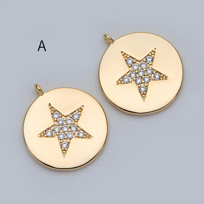 4pcs Gold Star Charm, Earring Findings, Jewelry Making, Diy Material, Jewelry Supplies (GB-2900)