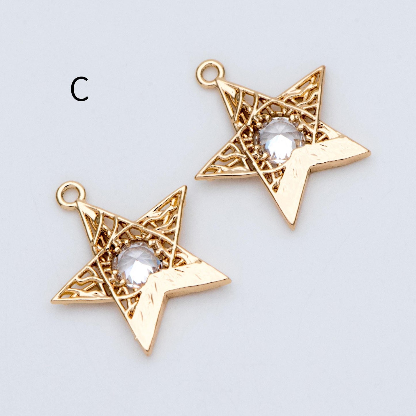 4pcs Gold Star Charm, Earring Findings, Jewelry Making, Diy Material, Jewelry Supplies (GB-2900)