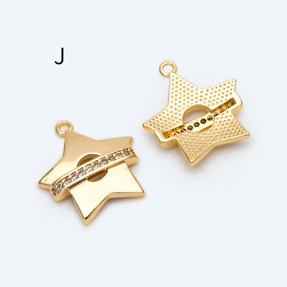 4pcs Gold Star Charm, Earring Findings, Jewelry Making, Diy Material, Jewelry Supplies (GB-2900)