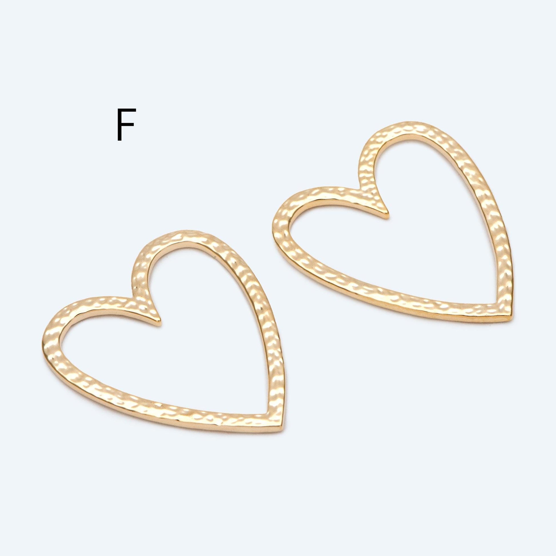 4pcs Gold/ Silver Tone Heart Pendants, 18K Gold/ Rhodium plated Brass, Dainty Heart Charms (GB-1964)