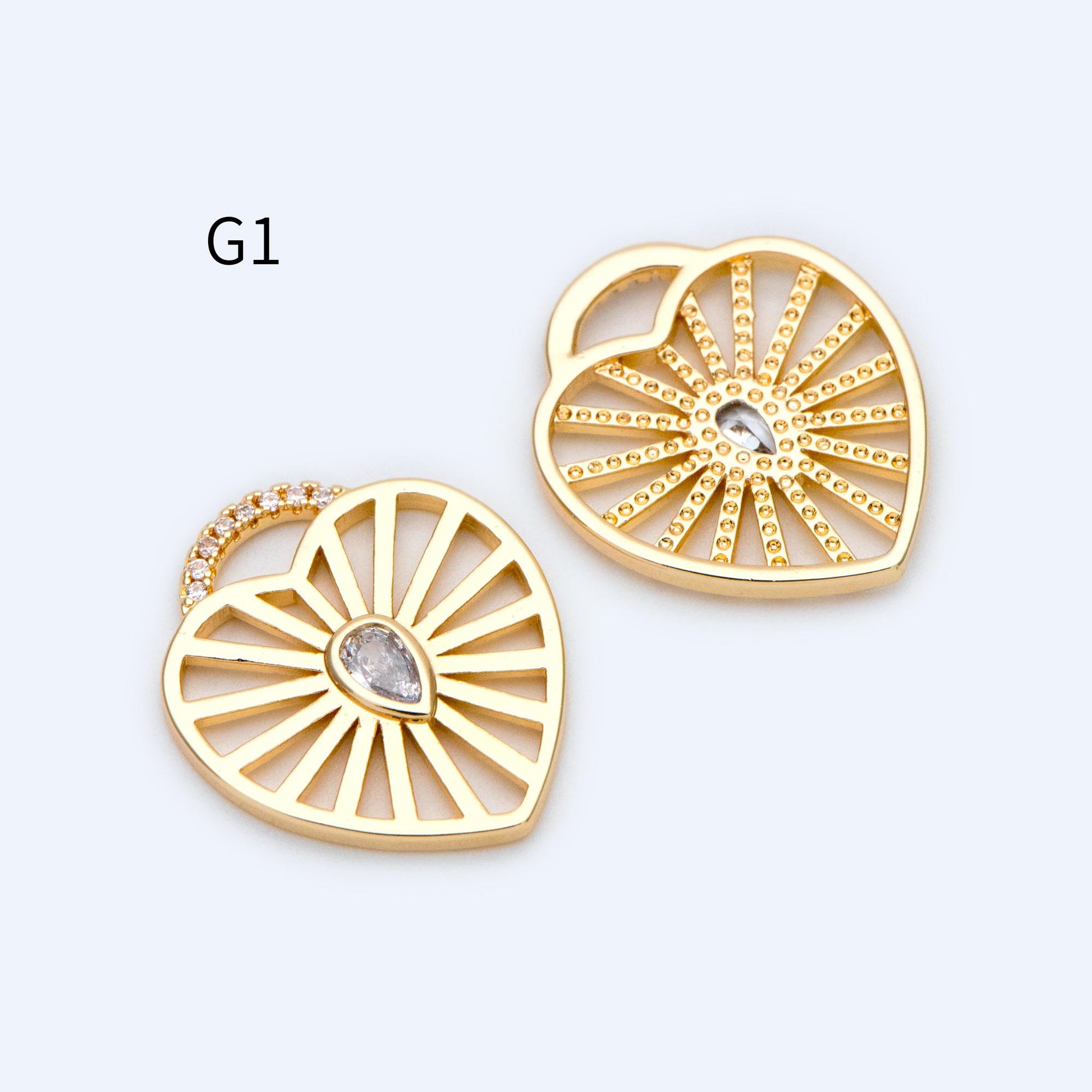 4pcs Gold/ Silver Tone Heart Pendants, 18K Gold/ Rhodium plated Brass, Dainty Heart Charms (GB-1964)