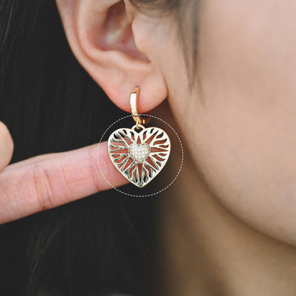 4pcs Gold/ Silver Tone Heart Pendants, 18K Gold/ Rhodium plated Brass, Dainty Heart Charms (GB-1964)