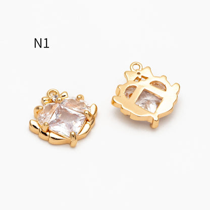 4pcs Gold/ Silver Tone Heart Charms, 18K Gold/ Rhodium plated Brass, Dainty Heart Pendants (GB-2782)