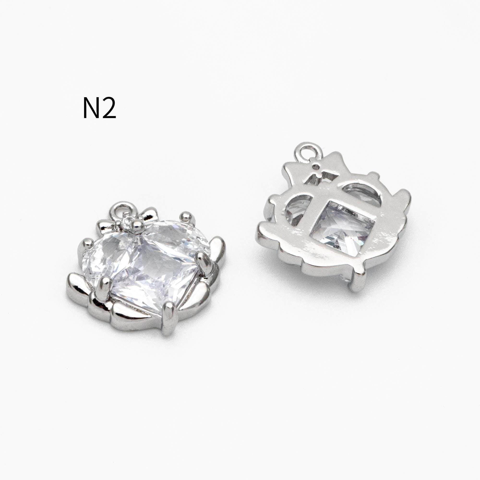 4pcs Gold/ Silver Tone Heart Charms, 18K Gold/ Rhodium plated Brass, Dainty Heart Pendants (GB-2782)