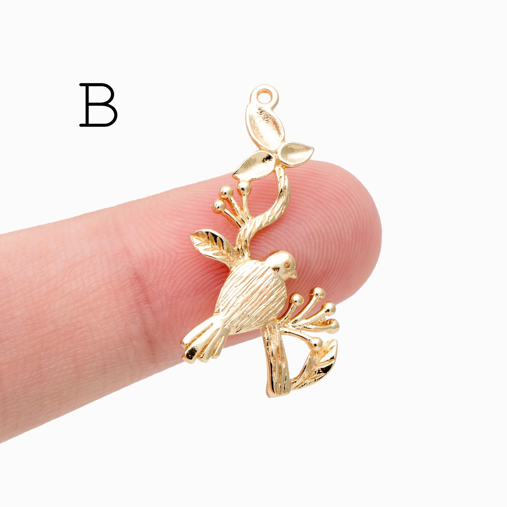 10pcs Gold/ Silver Tone Branch Connectors , Real Gold/ Rhodium plated Brass, Branch Pendants with Two Loops (GB-3622)