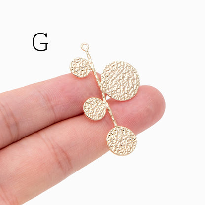 10pcs Gold/ Silver Tone Branch Connectors , Real Gold/ Rhodium plated Brass, Branch Pendants with Two Loops (GB-3622)