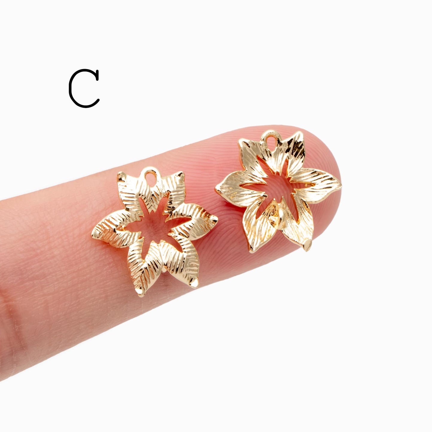 10pcs Gold Leaf Charm Connectors , Real Gold plated Brass, Leaf Pendant with Two Loops (GB-4391)