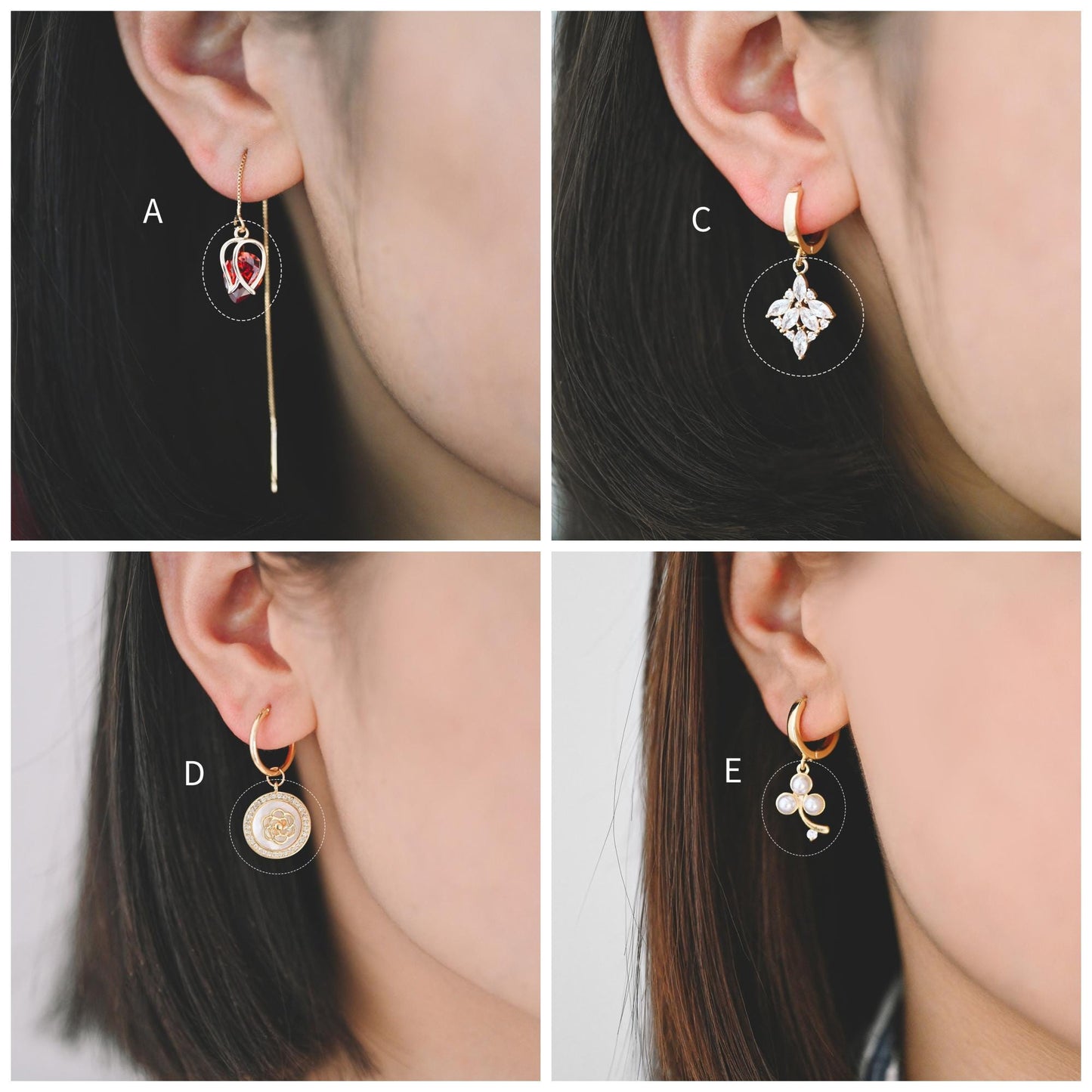 4pcs CZ Pave Flower Charms, 18K Real Gold/ Rhodium plated Brass, Flower Earring Pendants (GB-3579)
