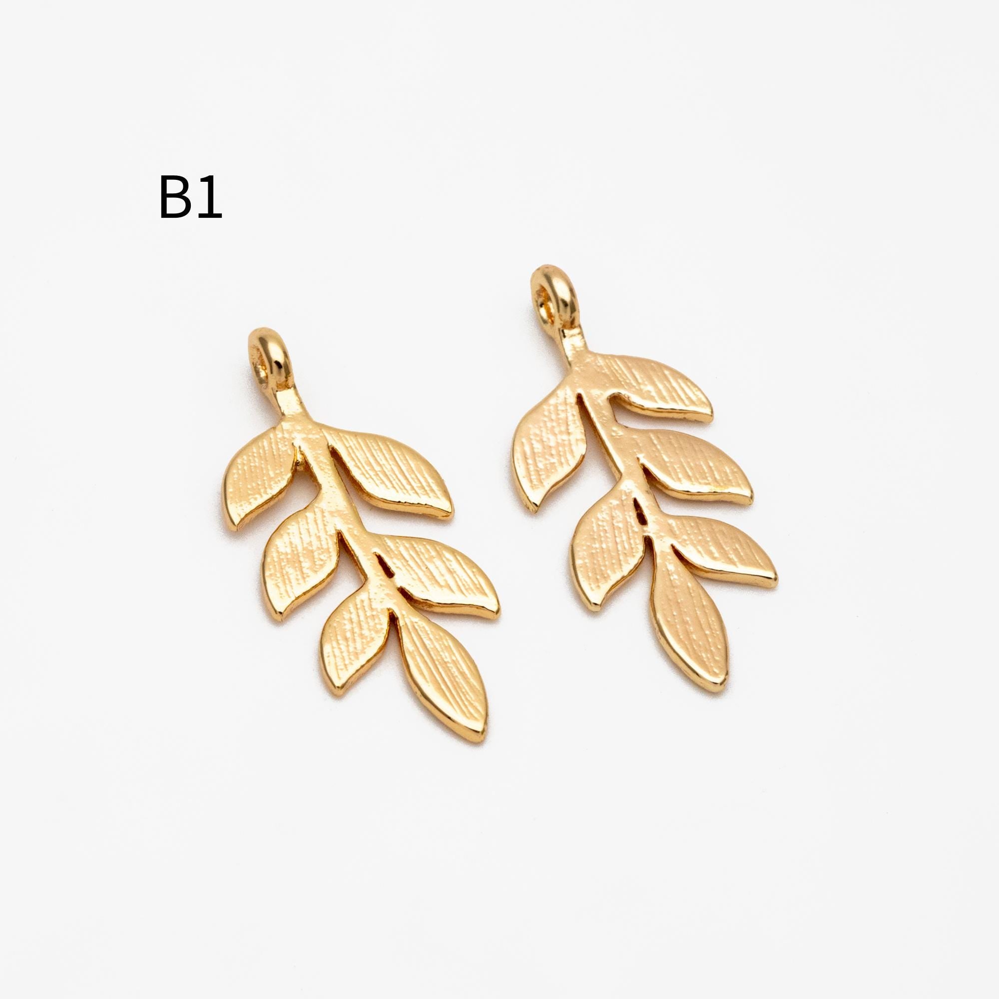 10pcs Gold/ Silver Tone Leaf Charms, Real Gold/ Rhodium plated Brass, Leaf Earring Pendants (GB-214)