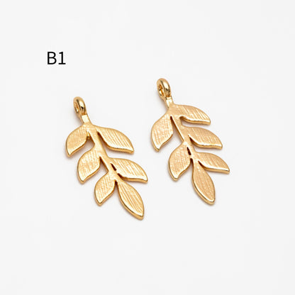 10pcs Gold/ Silver Tone Leaf Charms, Real Gold/ Rhodium plated Brass, Leaf Earring Pendants (GB-214)