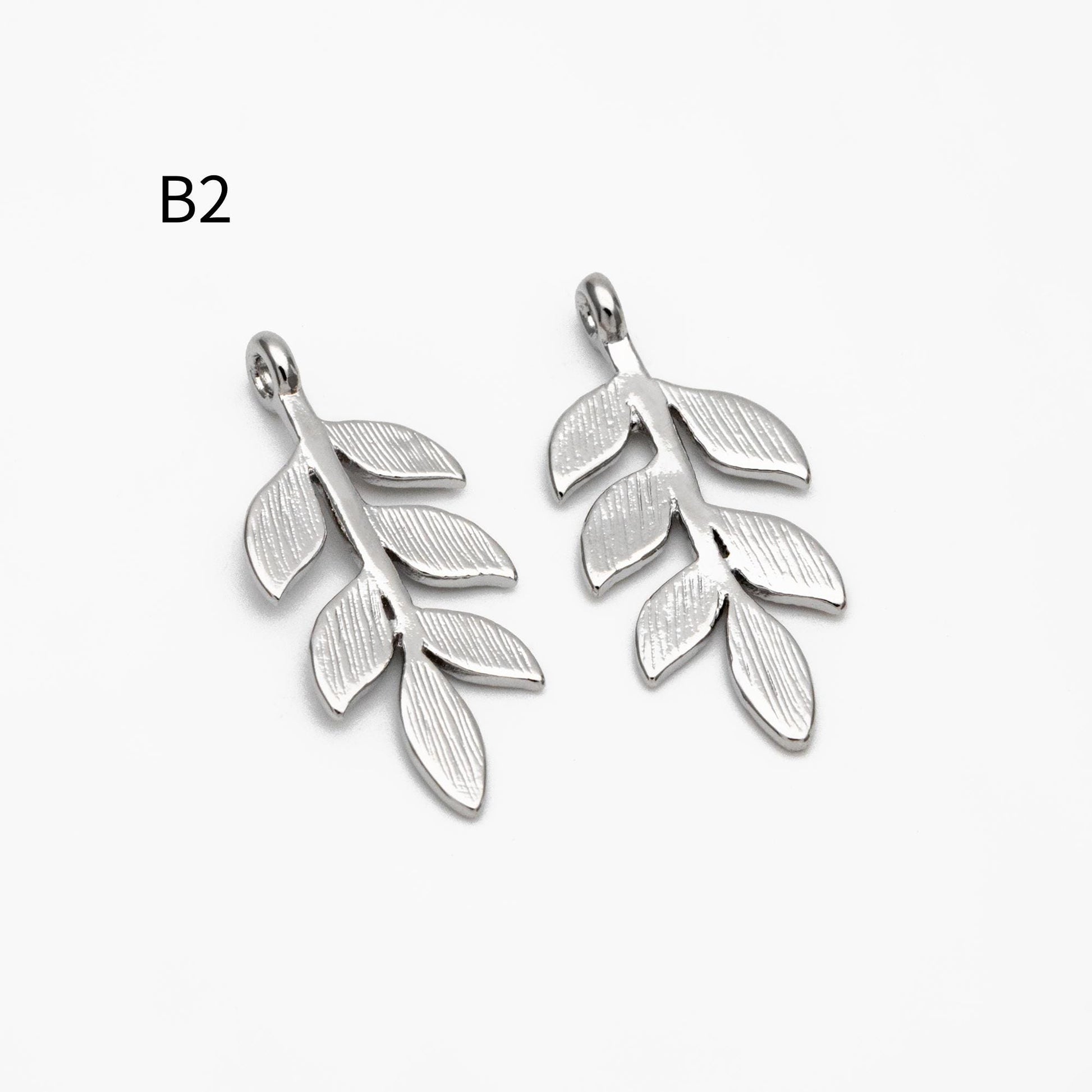 10pcs Gold/ Silver Tone Leaf Charms, Real Gold/ Rhodium plated Brass, Leaf Earring Pendants (GB-214)