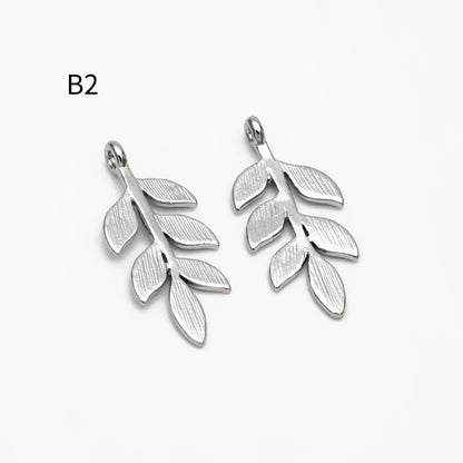 10pcs Gold/ Silver Tone Leaf Charms, Real Gold/ Rhodium plated Brass, Leaf Earring Pendants (GB-214)