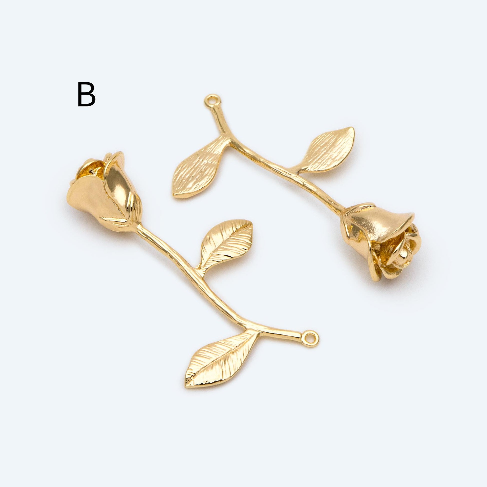 4pcs Gold/ Silver Tone Branch Leaf Charm Pendants , Gold/ Rhodium plated Brass, Lead Nickel Free (GB-954)