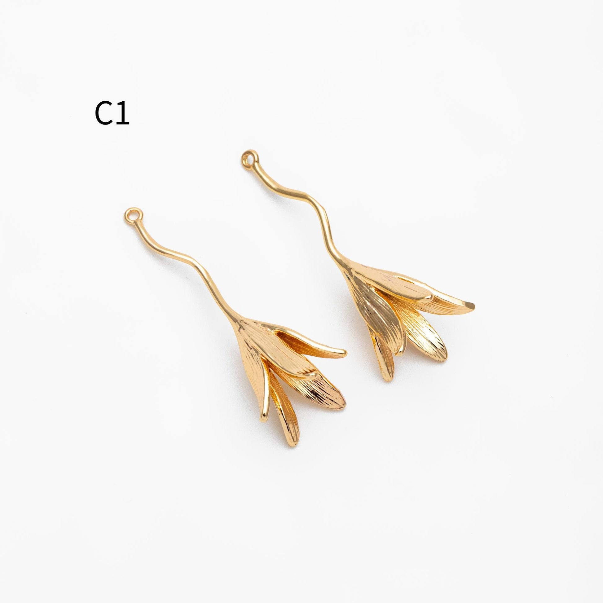 4pcs Gold/ Silver Tone Branch Leaf Charm Pendants , Gold/ Rhodium plated Brass, Lead Nickel Free (GB-954)