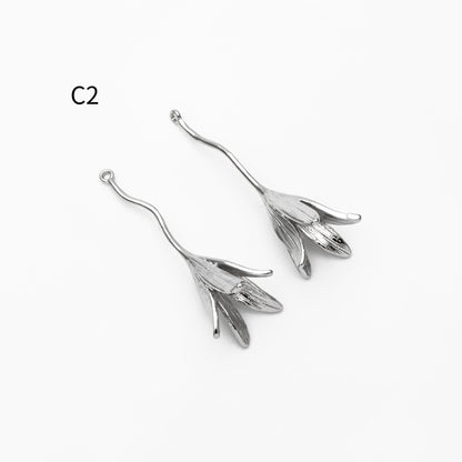 4pcs Gold/ Silver Tone Branch Leaf Charm Pendants , Gold/ Rhodium plated Brass, Lead Nickel Free (GB-954)