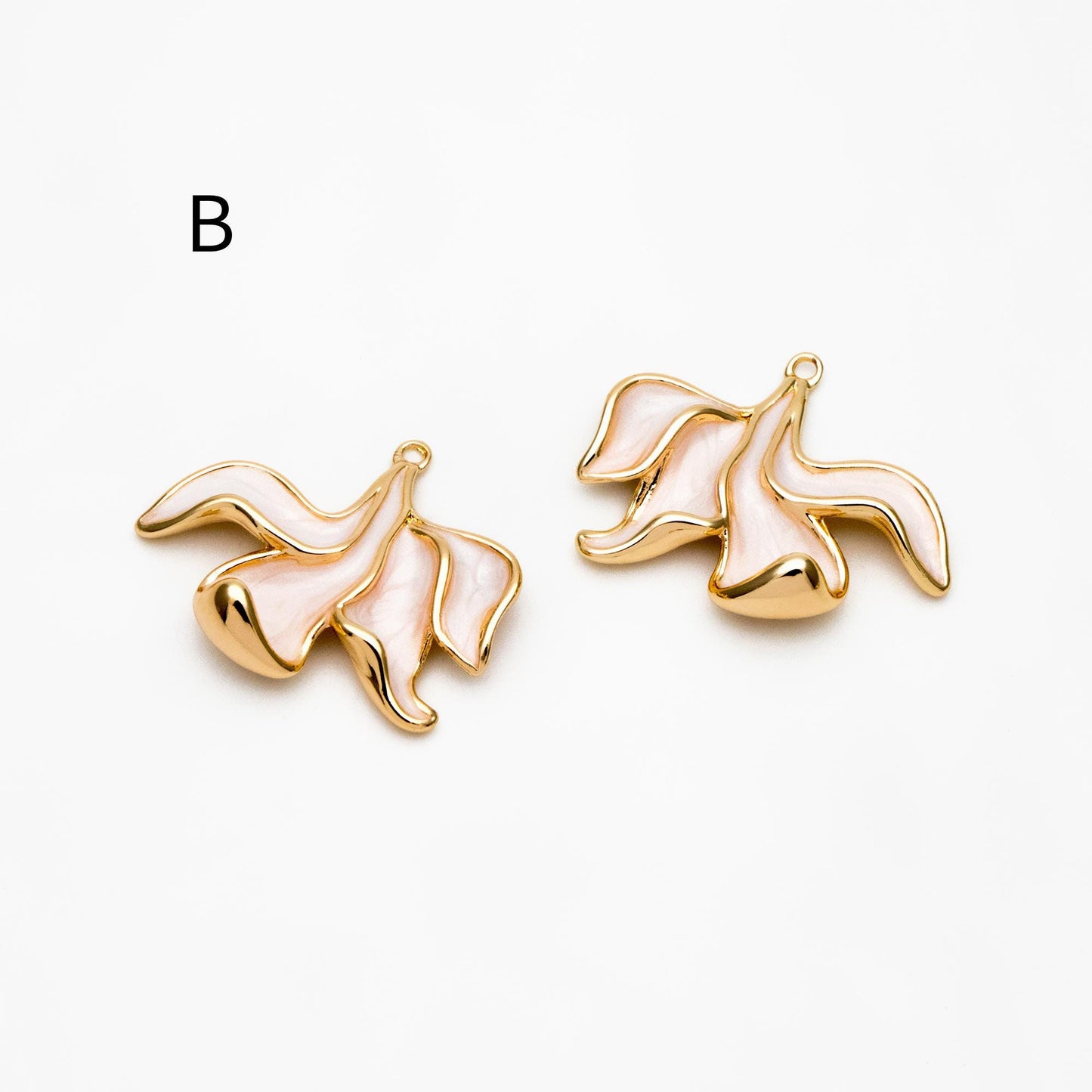4pcs Gold/ Silver Tone Enamel Flower Charms, 18K Real Gold/ Rhodium plated Brass, Floral Earring Pendants (GB-3950)