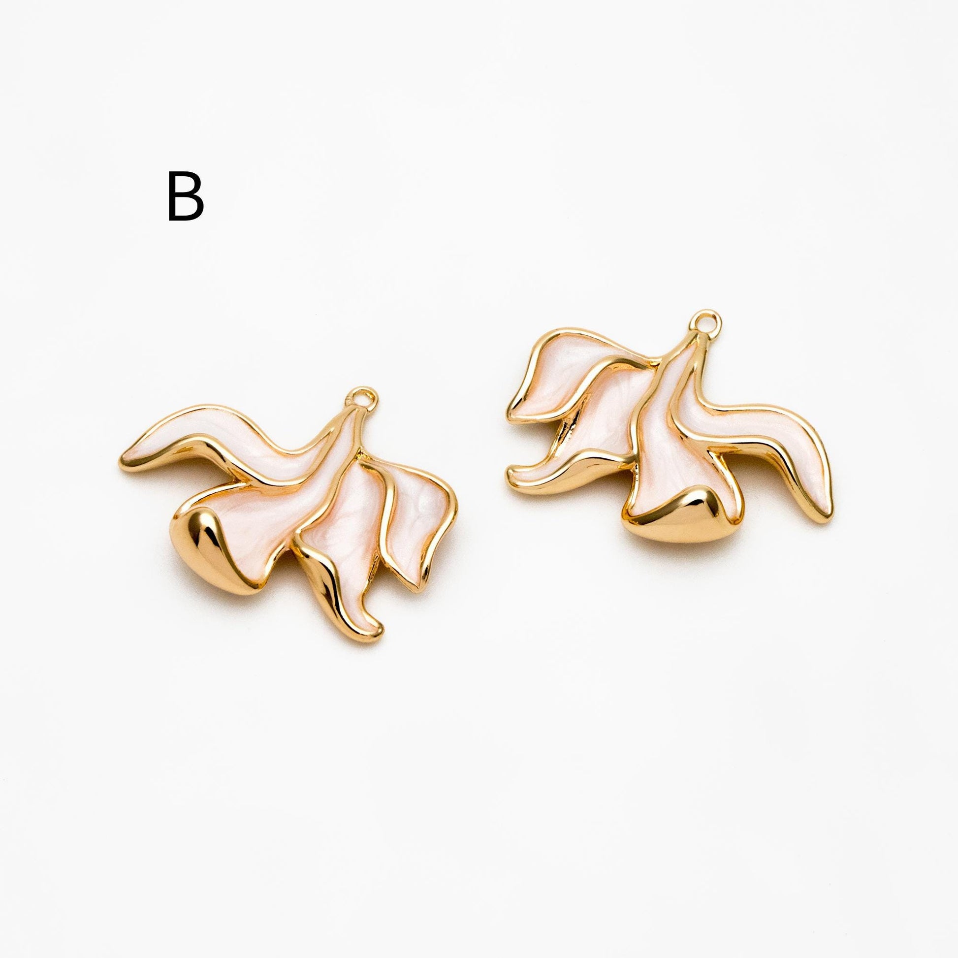 4pcs Gold/ Silver Tone Enamel Flower Charms, 18K Real Gold/ Rhodium plated Brass, Floral Earring Pendants (GB-3950)