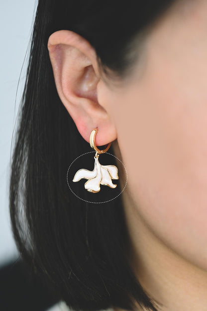 4pcs Gold/ Silver Tone Enamel Flower Charms, 18K Real Gold/ Rhodium plated Brass, Floral Earring Pendants (GB-3950)