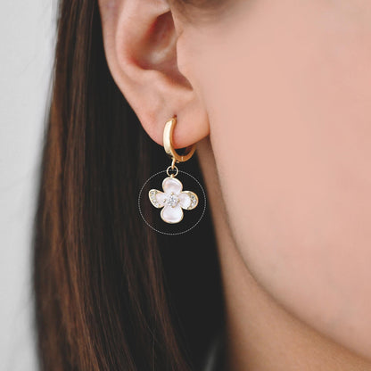 4pcs Gold/ Silver Tone Enamel Flower Charms, 18K Real Gold/ Rhodium plated Brass, Floral Earring Pendants (GB-3950)