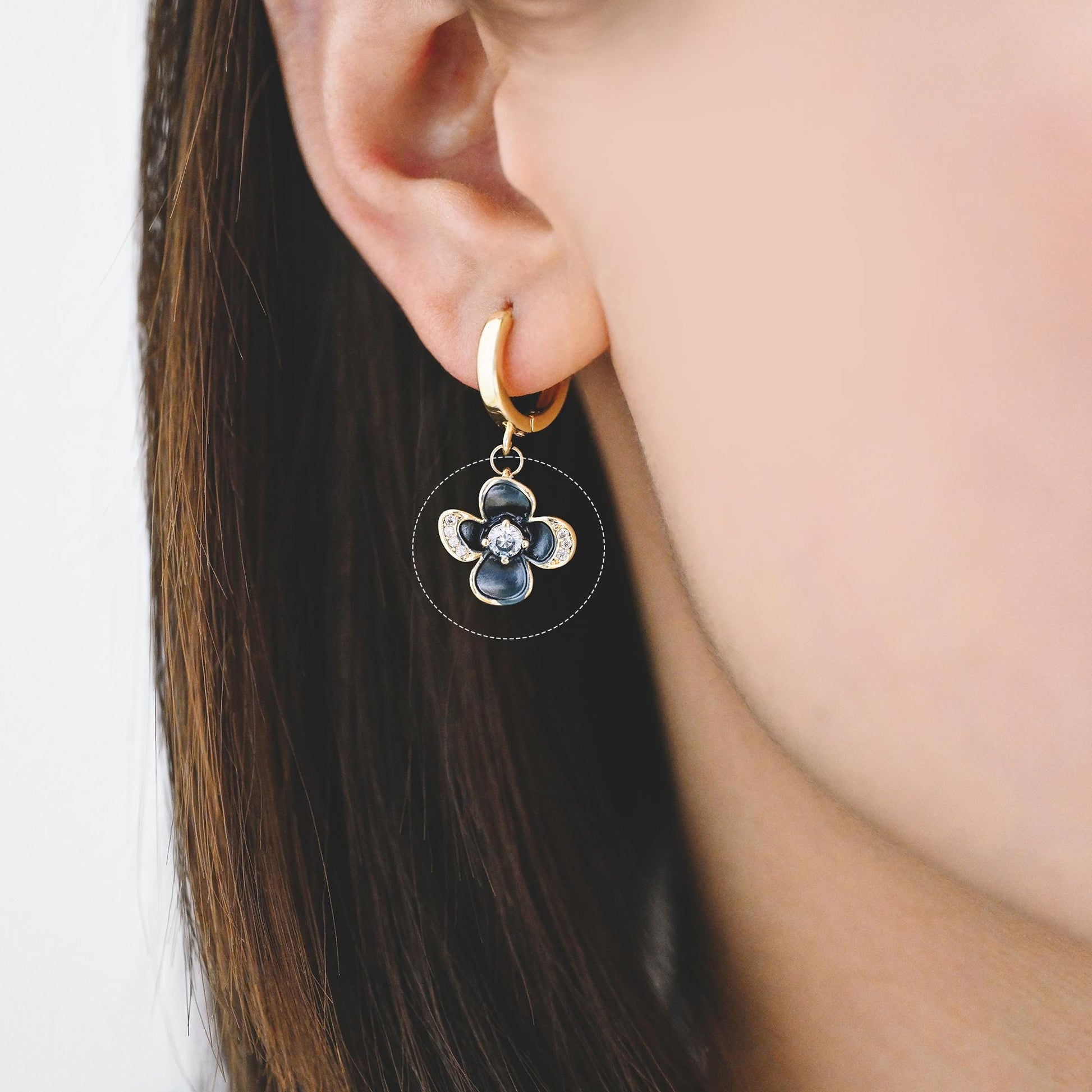 4pcs Gold/ Silver Tone Enamel Flower Charms, 18K Real Gold/ Rhodium plated Brass, Floral Earring Pendants (GB-3950)