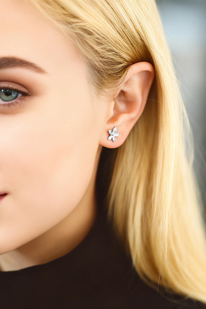 10pcs Gold/ Silver Flower Ear Posts 6/ 8mm, 18K Gold/ Rhodium plated Brass, Floral Earring Studs (GB-3532)