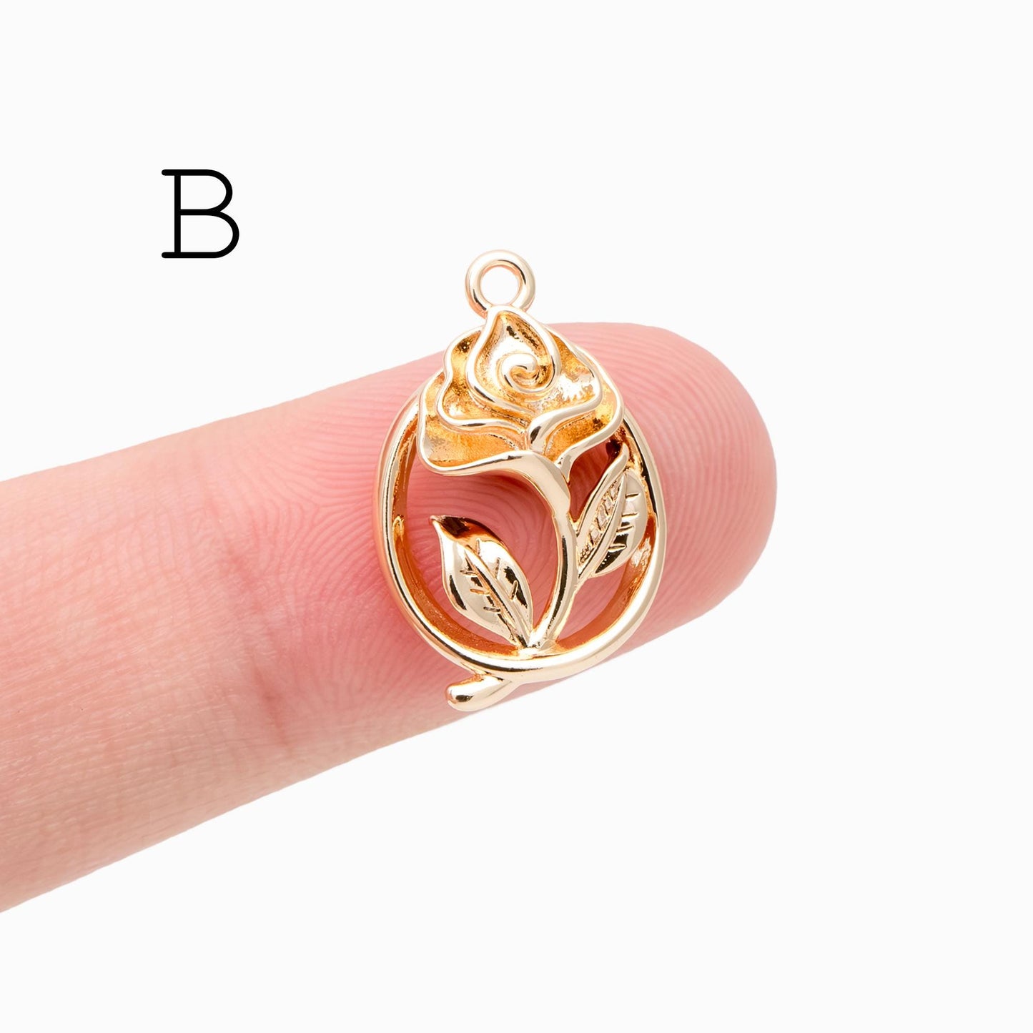 4pcs Gold/ Silver Tone Flower Leaf Charms , 18K Gold/ Rhodium plated Brass, Dainty Earring Pendants (GB-3118)