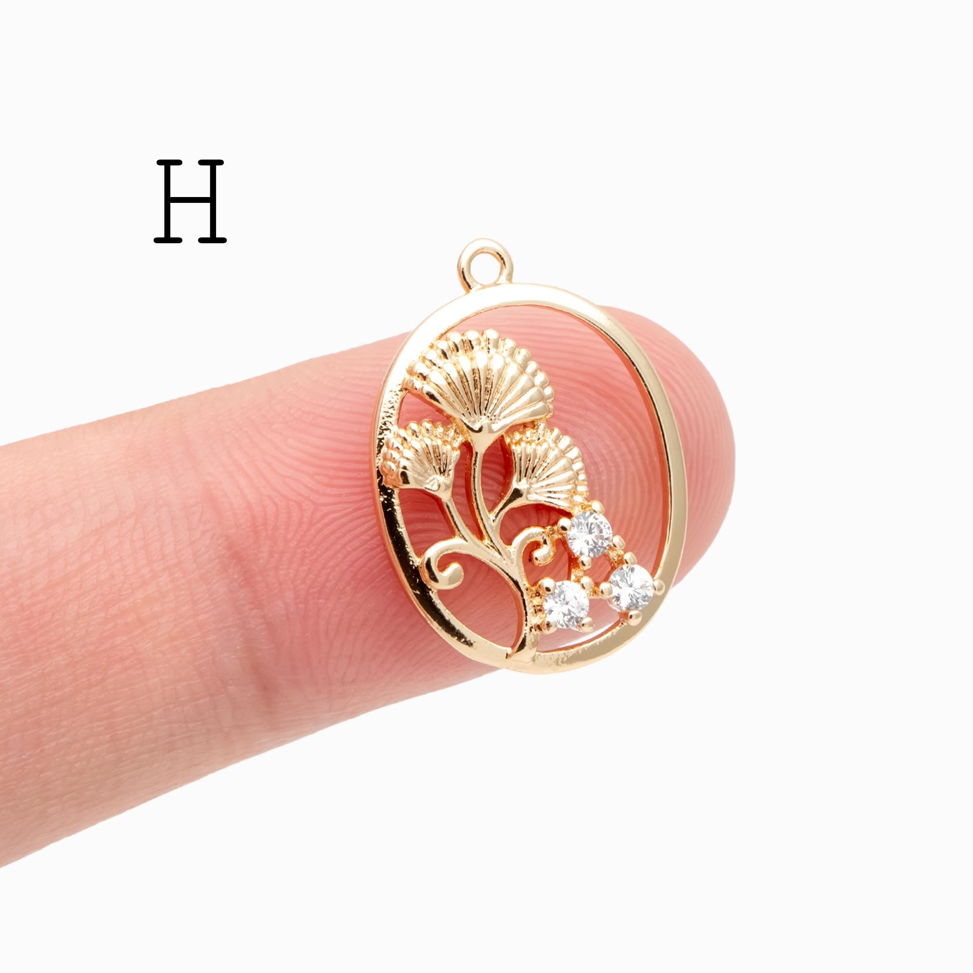 4pcs Gold/ Silver Tone Flower Leaf Charms , 18K Gold/ Rhodium plated Brass, Dainty Earring Pendants (GB-3118)
