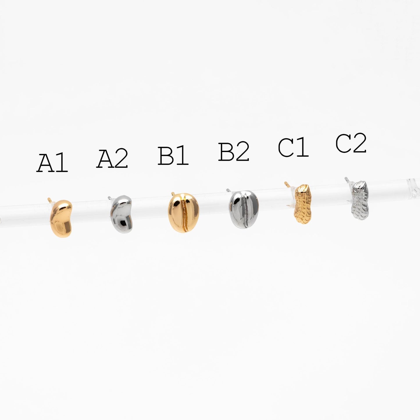 10pcs Gold/ Silver Nut Charms Earrings, 18K Real Gold/ Rhodium Plated Brass, Dainty Stud Earring (#GB-4685)