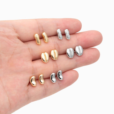 10pcs Gold/ Silver Nut Charms Earrings, 18K Real Gold/ Rhodium Plated Brass, Dainty Stud Earring (#GB-4685)