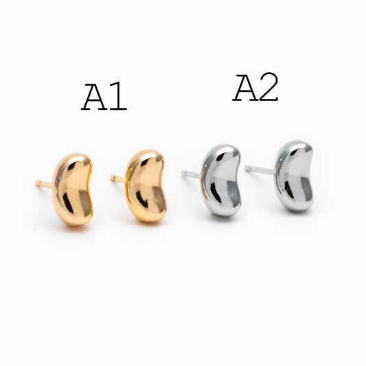 10pcs Gold/ Silver Nut Charms Earrings, 18K Real Gold/ Rhodium Plated Brass, Dainty Stud Earring (#GB-4685)