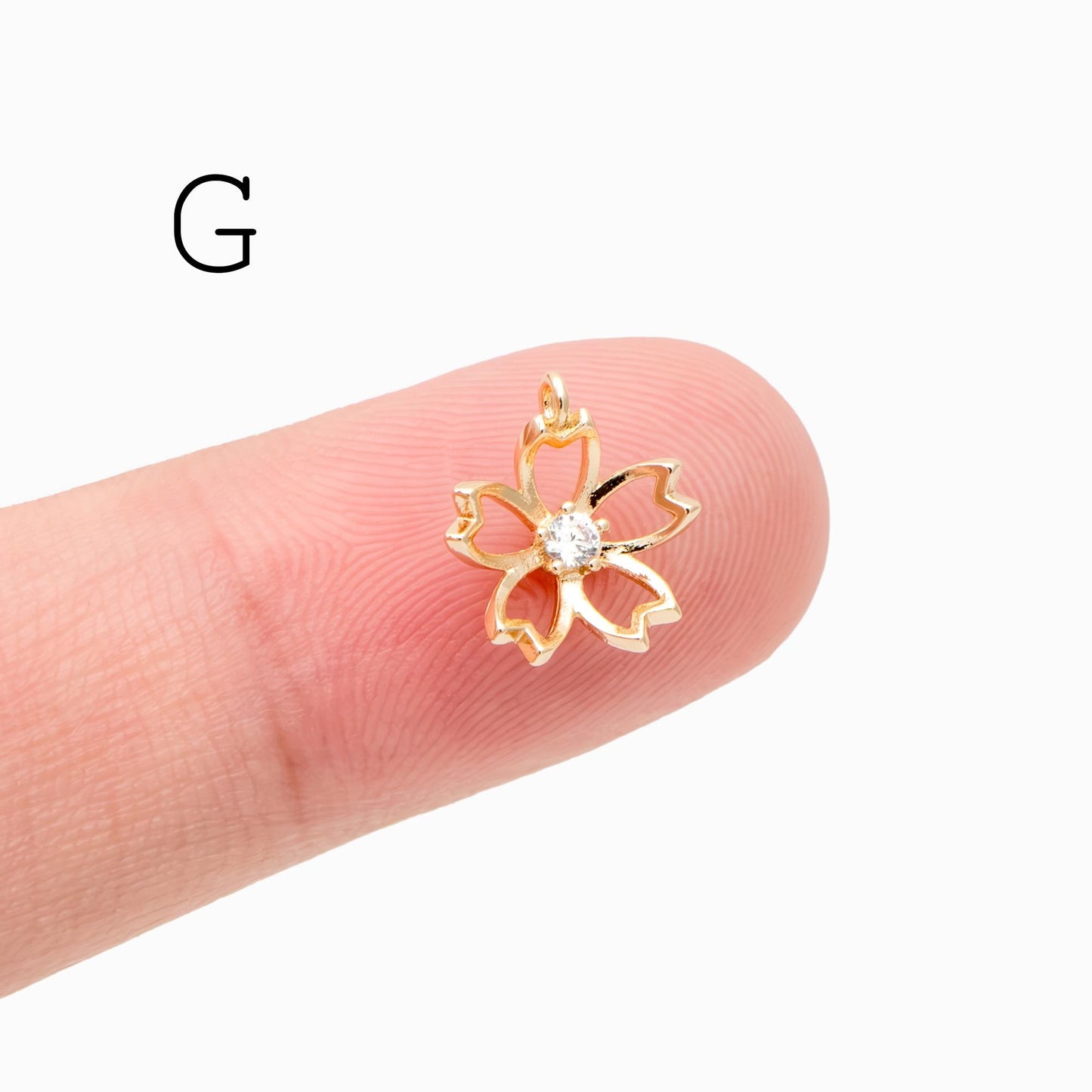 4pcs CZ Pave Gold/ Silver tone Flower Charm Pendants , Real Gold/ Rhodium plated Brass Earring charms, Color Not Easily Tarnish (GB-321)