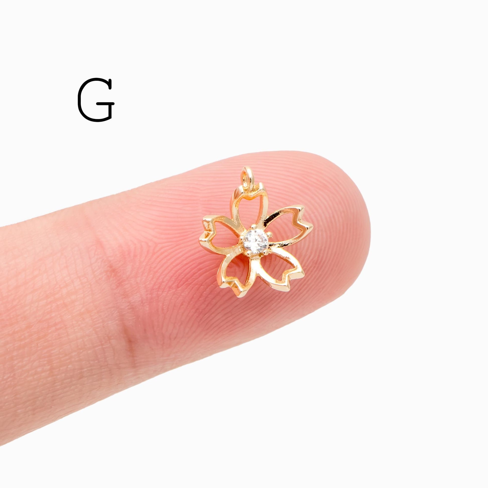 4pcs CZ Pave Gold/ Silver tone Flower Charm Pendants , Real Gold/ Rhodium plated Brass Earring charms, Color Not Easily Tarnish (GB-321)