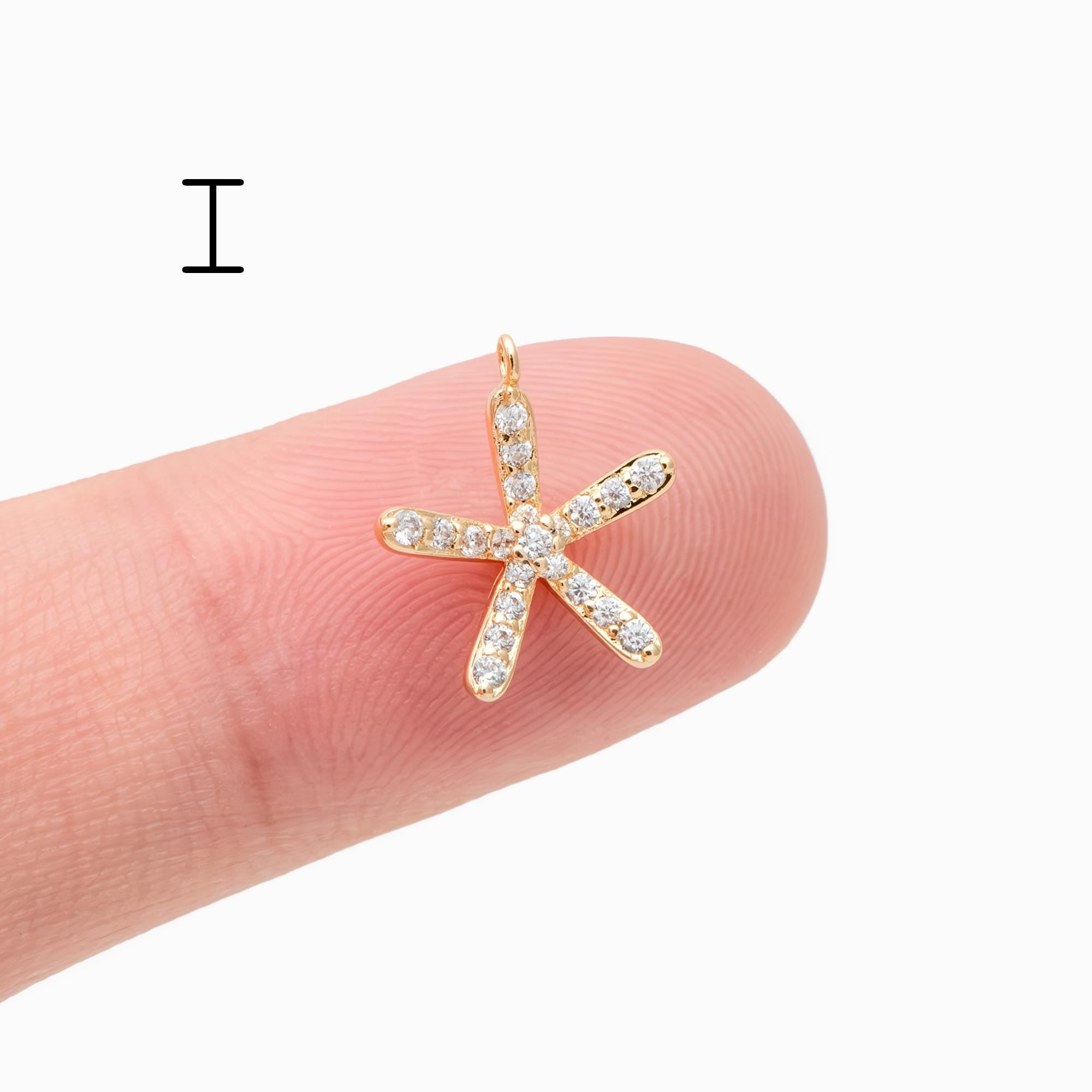 4pcs CZ Pave Gold/ Silver tone Flower Charm Pendants , Real Gold/ Rhodium plated Brass Earring charms, Color Not Easily Tarnish (GB-321)