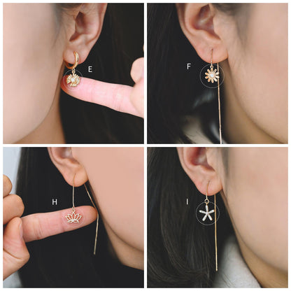 4pcs CZ Pave Gold/ Silver tone Flower Charm Pendants , Real Gold/ Rhodium plated Brass Earring charms, Color Not Easily Tarnish (GB-321)