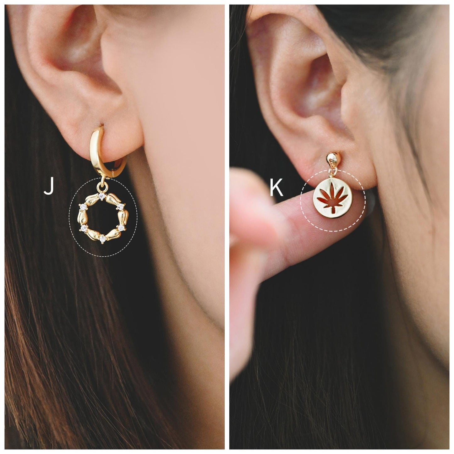 4pcs CZ Pave Gold/ Silver tone Flower Charm Pendants , Real Gold/ Rhodium plated Brass Earring charms, Color Not Easily Tarnish (GB-321)