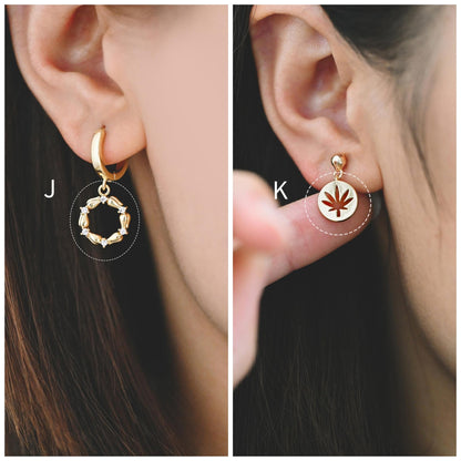 4pcs CZ Pave Gold/ Silver tone Flower Charm Pendants , Real Gold/ Rhodium plated Brass Earring charms, Color Not Easily Tarnish (GB-321)