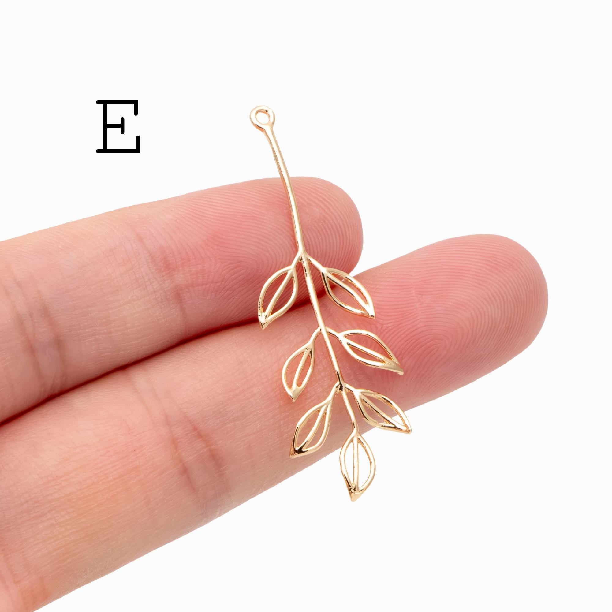 10pcs Gold Flower Leaf Charms, 18K Gold plated Brass, Dainty Earring Pendants (GB-4425)