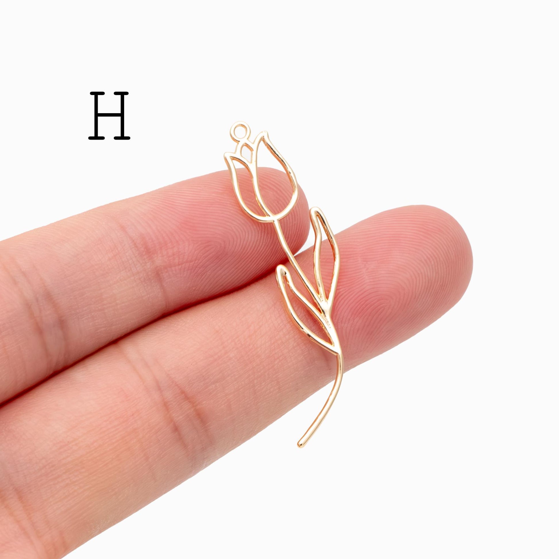 10pcs Gold Flower Leaf Charms, 18K Gold plated Brass, Dainty Earring Pendants (GB-4425)