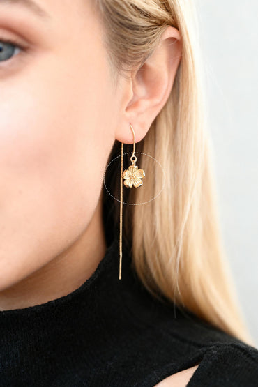 4pcs Gold Flower Charms, 18K Real Gold plated Brass, Floral Earring Pendants (GB-321-C)