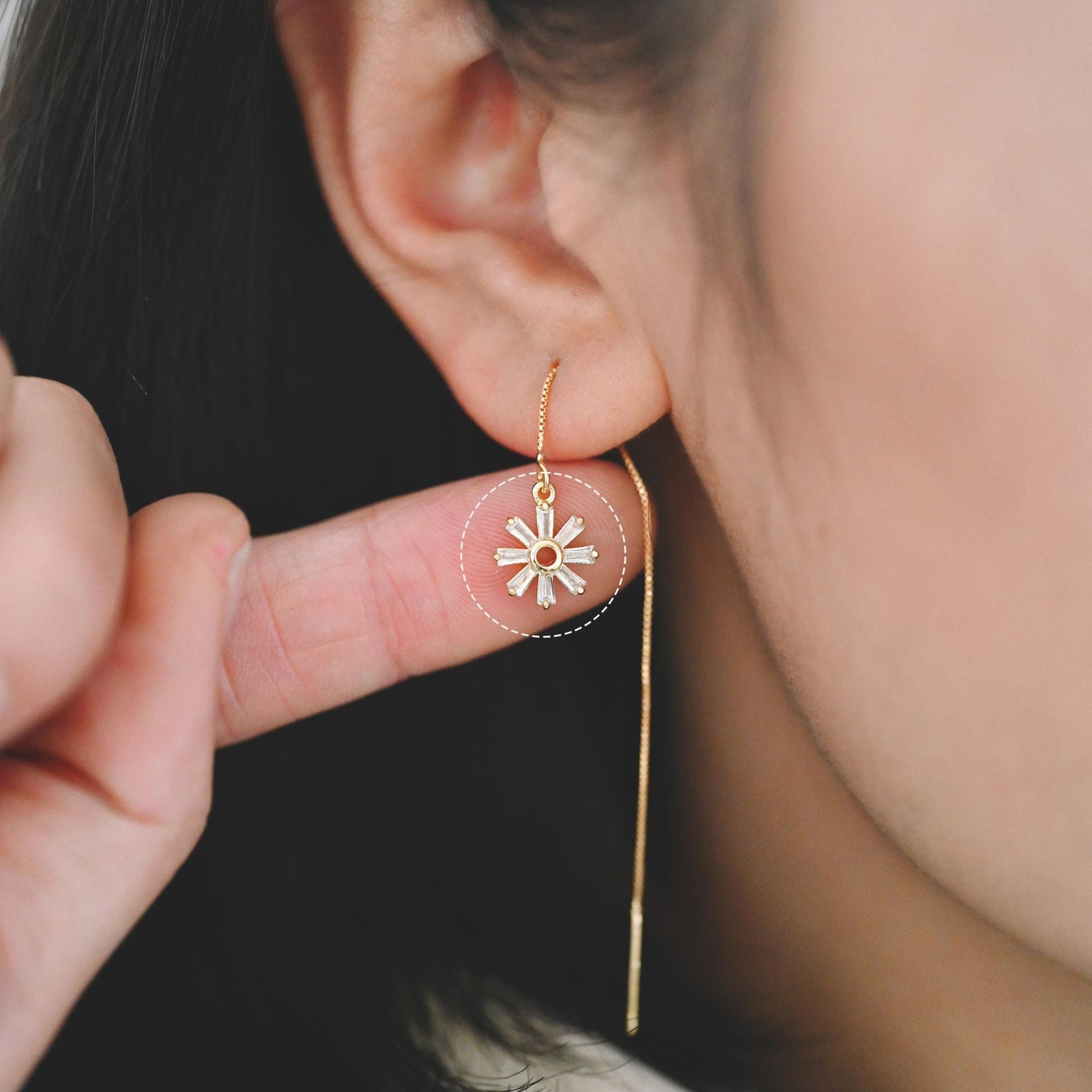 4pcs CZ Pave Gold Flower Leaf Charms, 18K Gold plated Brass, Dainty Earring Pendants (GB-4130)